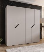 Kleiderschrank | 4-Türig | Farbe: Kaschmir | 2 Fächer | 2 Kleiderstangen | Griffe: Schwarz | Soft-Close-Funktion | Maße: 200 x 52 x 202 cm | ABS-Kanten