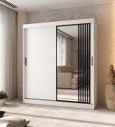 Kleiderschrank | 1 Spiegeltür | Farbe: Weiß Matt | hochwertig Verarbeitet | 180 x 62 x 200 cm | Schiebetürenschrank | 10 Fächer | 2 Kleiderstangen