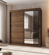 Kleiderschrank | 1 Spiegeltür | Farbe: Walnuss Warmia | hochwertig Verarbeitet | 180 x 62 x 200 cm | Schiebetürenschrank | 10 Fächer | 2 Kleiderstangen