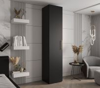 Stylischer Kleiderschrank Karpaten 10, Farbe: Schwarz - Abmessungen: 236,5 x 50 x 47 cm (H x B x T)