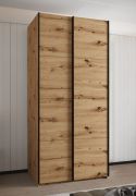 Kleiderschrank / Schiebetürenschrank | 245,5 x 120 x 64 cm | 2 Kleiderstangen | 6 Fächer | 2 Schiebetüren | ABS-Kantenschutz | Farbei: Eiche Artisan