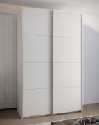 Kleiderschrank / Schiebetürenschrank | 245,5 x 160 x 64 cm | 2 Schiebetüren | 2 Kleiderstangen |Soft-Close | 11 Fächer | Farbe: Weiß | 10 Einlegeböden