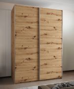 Kleiderschrank / Schiebetürenschrank | 11 Fächer | 245,5 x 180 x 64 cm | 2 Kleiderstange | 2 Schiebetüren | 10 Einlegeböden | Farbe: Eiche Artisan