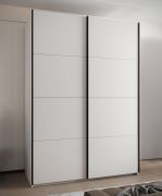 Kleiderschrank / Schiebetürenschrank | 245,5 x 180 x 64 cm | 2 Kleiderstangen | 2 Schiebetüren | 11 Fächer | 10 Einlegeböden | Soft-Close | Farbe: Weiß