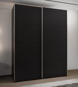 Kleiderschrank / Schiebetürenschrank | 2 Schiebetüren | 2 Kleiderstangen | 245,5 x 190 x 65 cm | 11 Fächer | 10 Einlegeböden | Farbe: Schwarz | Soft-Close