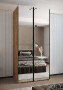 Kleiderschrank 7 Schiebetürenschrank | 6 Einlegeböden | 6 Fächer | 245,5 x 110 x 64 cm | 2 Kleiderstangen | 2 Schiebetüren | Farbe: Eiche Artisan