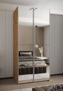 Kleiderschrank / Schiebetürenschrank | Soft-Close | 245,5 x 120 x 64 cm | 2 Kleiderstangen | 2 Schiebetüren | 6 Einlegeböden | Farbe: Eiche Artisan