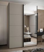Kleiderschrank / Schiebetürenschrank | Farbe: Kaschmir | Soft-Close | 11 Fächer |2 Kleiderstangen | Spiegel | 245,5 x 170 x 64 cm | 2 Schiebetüren