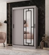 Kleiderschrank / Schiebetürenschrank | Kaschmir | 5 Fächer | 2 Kleiderstangen | hochwertig Verarbeitet | 120 x 62 x 200 cm | dekorative Spiegeltür