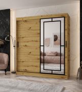 Schiebetürenschrank | Farbe: Eiche Artisan | 10 Fächer | 2 Kleiderstangen | hochwertig Verarbeitet | 180 x 62 x 200 cm | Kleiderschrank | Spiegeltür | modernes Design