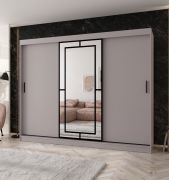 Kleiderschrank / Schiebetürenschrank | Kaschmir | 10 Fächer | 2 Kleiderstangen | hochwertig Verarbeitet | 250 x 62 x 200 cm | dekorative Spiegeltür