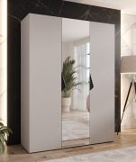 Drehtürenschrank / Kleiderschrank | 1 Spiegeltür | Farbe: Kaschmir | 2 Fächer | Griffe: Schwarz | 2 Kleiderstangen | Soft-Close | Maße: 150 x 52 x 202 cm