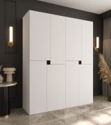 Kleiderschrank | Weiß | 8 Drehtüren | 6 Fächer | Soft-Close Funktion | 2 Kleiderstangen | hochwertig Verarbeitet | 160 x 52 x 203 cm | für Schlafzimmer
