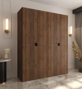 Kleiderschrank | Farbe: Walnuss Warmia | 8 Drehtüren | 6 Fächer | Soft-Close Funktion | 2 Kleiderstangen | hochwertig Verarbeitet | 160 x 52 x 203 cm | für Schlafzimmer