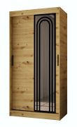 Schiebetürenschrank | Farbe: Eiche Artisan | 5 Fächer | 2 Kleiderstangen | hochwertig Verarbeitet | 100 x 62 x 200 cm | Kleiderschrank | Spiegeltür | modernes Design