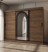 Schiebetürenschrank | Farbe: Walnuss Warmia | 10 Fächer | 2 Kleiderstangen | 250 x 62 x 200 cm | Kleiderschrank | Spiegeltür | hochwertig Verarbeitet | modernes Design