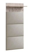 Garderobe mit vier Haken Sviland 18, gepolstert, Farbe: Eiche Wellington, Polsterung: Beige, ein Ablageboden, Maße: 160 x 60 x 28 cm, für den Vorraum
