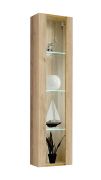 Hängevitrine | Push-to-open Funktion | Farbe: Eiche Hickory Jackson | 1 Glastür in Holz eingefasst | Maße: 40 x 29 x 170 cm | inkl. LED-Beleuchtung