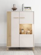 Vitrine | Farbe: Kaschmir / Eiche Artisan | eine Glastür | sechs Fächer | 85 x 40 x 122 cm | breit | getöntes Glas | ABS | für Wohnzimmer