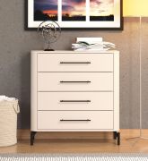 Kommode | vier Schubladen | Farbe: Kaschmir | Griffe & Beine: Schwarz | Maße: 90 x 40 x 94 cm | ABS-Kanten | für Schlafzimmer | lange griffe