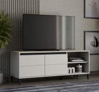 TV-Möbel / TV-Unterschrank | Farbe: Kaschmir | 2 Drehtüren | 3 Fächer | 138 x 40 x 52 cm | zwei Kabeldurchführungen | für Wohnzimmer