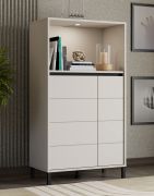 Regal / Bücherregal | Farbe: Kaschmir | zwei Drehtür | fünf Fächer | 74 x 40 x 135 cm | für Wohnzimmer oder Kinderzimmer | schlichtes Design