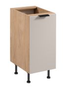 Küchenunterschrank | 1 Drehtür | Farbe: Eiche Puccini / Beige | 2 Fächer | Soft-Close Funktion | 40 x 52 x 87 cm | hochwertig Verarbeitet | verstellbare Beine | Metallgriff