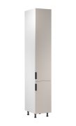 Küchenhochschrank | 2 Drehtüren | Farbe: Weiß / Beige | Soft-Close Funktion | 40 x 58 x 247 cm | 6 Fächer | Metallgriffe | verstellbare Beine | Türanschlag: Rechts