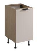Küchenunterschrank | 1 Drehtür | Farbe: Eiche Baltic Storm / Beige | Soft-Close Funktion | 45 x 52 x 87 cm | 2 Fächer | Metallgriffe | verstellbare Beine