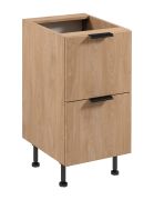 Küchenunterschrank | 2 Schubladen | Farbe: Eiche Puccini | Soft-Close Funktion | 45 x 52 x 87 cm | Metallgriffe | verstellbare Beine | hochwertig Verarbeitet