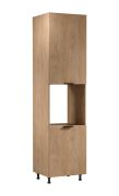 Küchenschrank | 2 Drehtüren | Farbe: Eiche Puccini | Soft-Close Funktion | 60 x 58 x 247 cm | 5 Fächer | Metallgriffe | für Einbau eines Backofen | Türanschlag: Rechts