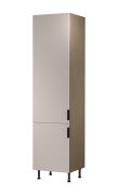 Küchenhochschrank | 2 Drehtüren | Farbe: Eiche Baltic Storm / Beige | Soft-Close Funktion | 60 x 58 x 247 cm | 6 Fächer | Metallgriffe | verstellbare Beine | Türanschlag: Links