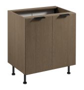 Küchenunterschrank | 2 Drehtüren | Farbe: Eiche Baltic Storm | 2 Fächer | Soft-Close Funktion | 80 x 52 x 87 cm | Metallgriffe | verstellbare Beine