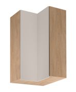 Küchenhängeschrank / Eckhängeschrank | 2 Drehtüren | Farbe: Eiche Puccini / Beige | Soft-Close Funktion | 3 Fächer | 60 x 60 x 100 cm | hochwertig Verarbeitet