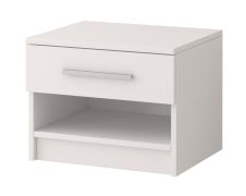 Nachtkommode | Weiß | Grampian 04 | 1 Fach | 1 Schublade | 42 x 40 x 36 cm | kratz- und feuchtigkeitsbeständige Platte | Holzoptik | Einfarbig