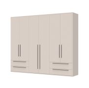 Drehtürenschrank mit vier Schubladen Neiafu 24, Farbe: Kaschmir, Soft-Close-System, Maße: 224 x 272 x 56 cm, drei Kleiderstangen, für Schlafzimmer