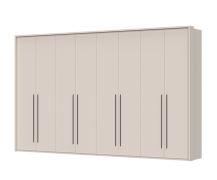 Kleiderschrank mit acht Türen und Rahmen Neiafu 56, Farbe: Kaschmir, Maße: 226 x 367 x 60 cm, Soft-Close-Funktion, zwölf Einlegeböden, verstellbare Füße