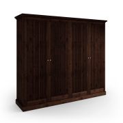 Kleiderschrank | aus massiv finnische Kiefer | Griffe: Altsilber | Farbe: Tabacco | Drehtürenschrank | klassisch | Maße: 212,5 x 248 x 63 cm | vier Türen
