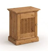 Nachtkommode | aus massiv finnische Kiefer | Farbe: Eiche | Türanschlag Links | Maße: 61 x 54 x 36 cm | eine Tür | Griffe: Altsilber | natürliche Maserung
