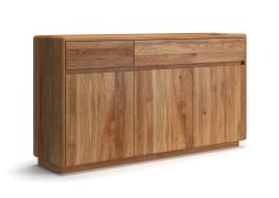 Kommode | Massivholz | Eichenholz geölt | 3 Türen | 2 Schubladen | Soft-Close Funktion | 157 x 40 x 85 cm | 4 Fächer | Push-to-open Funktion