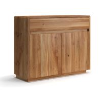 Kommode | Massivholz | Eichenholz geölt | 2 Türen | Push-to-open Funktion | 1 Schublade | Soft-Close Funktion | 105 x 40 x 85 cm | 2 Fächer