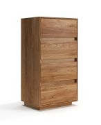 Kommode | Massivholz | Eichenholz geölt | Push-to-open Funktion | 4 Schubladen | Soft-Close Funktion | 54 x 40 x 100 cm | Stilvoll und Modern