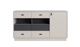 Sideboard mit genügend Stauraum Niel 08, Farbe: Kaschmir, sechs Schubladen, Maße: 85 x 155 x 40 cm, eine Tür, zwei Holzeinlegeböden, fünf Fächer