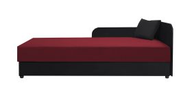Einzelbett / Gästebett Lobatos 30, Farbe: Schwarz / Rot, Kopfteil rechts, inkl. Kissen, Bonellfederkernung, aufklappbarer Stauraum, Liegefläche: 90 x 195 cm