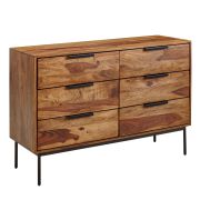 Kommode / Sideboard, Farbe: Sheesham, teilmassiv - Abmessungen: 80 x 117 x 42 cm (H x B x T)