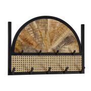 Wandgarderobe aus Mango Massivholz, Farbe: Mango / Schwarz, teilmassiv - Abmessungen: 40 x 53 x 7,5 cm (H x B x T)