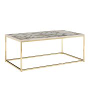 Wohnzimmertisch eckig, Farbe: Marmoroptik / Gold - Abmessungen: 100 x 60 x 40 cm (B x T x H)