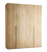 Falttür / Kleiderschrank | Farbe: Eiche | 3 Schubladen | 3 Kleiderstangen | 200 x 60 x 240 cm | inkl. LED-Beleuchtung mit Sensor | Soft-Close-Funktion
