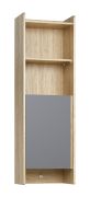 Hängeschrank | Farbe: Eiche / Graphit | eine Drehtür | 4 Fächer | ABS-Kantenschutz | Maße: 44 x 30 x 140 cm | 1 Haken | Soft-Close-Funktion