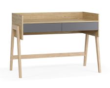 Schreibtisch | ABS-Kanten | Farbe: Eiche / Graphit | zwei geräumige Schubladen | Maße: 121 x 60 x 86 cm | Soft-Close-Funktion | Höhenverstellbar